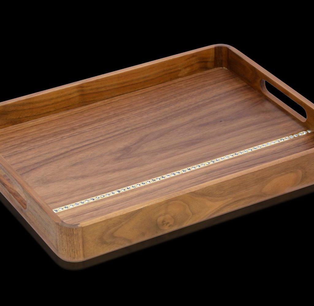 Walnut Tray gold crystamas
